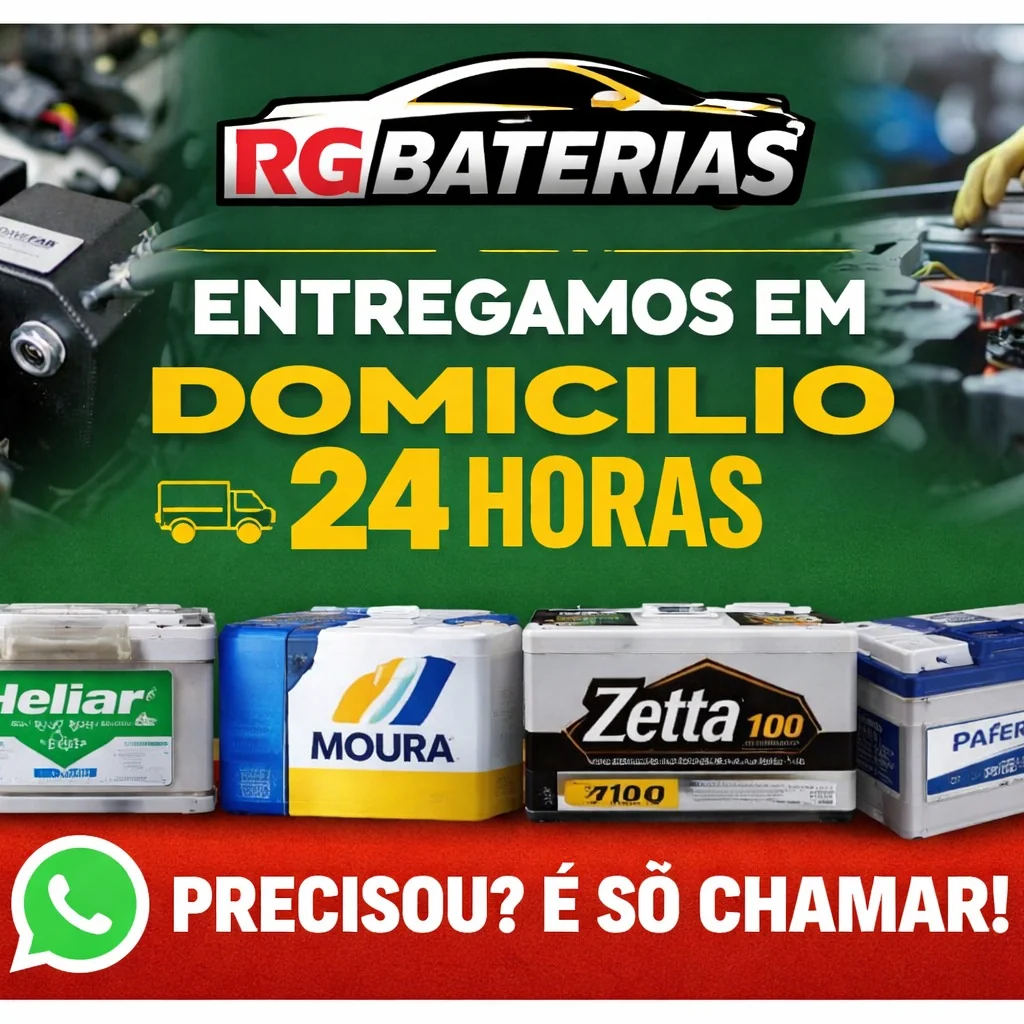 Banner da RG Baterias com entrega de baterias em domicílio 24 horas na Gardênia Azul